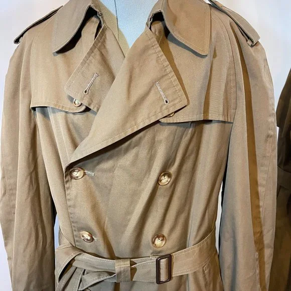 Christian Dior Monsieur Iconic Trench Coat Size 44R Gold Double Breasted Belted - Picture 4 of 14